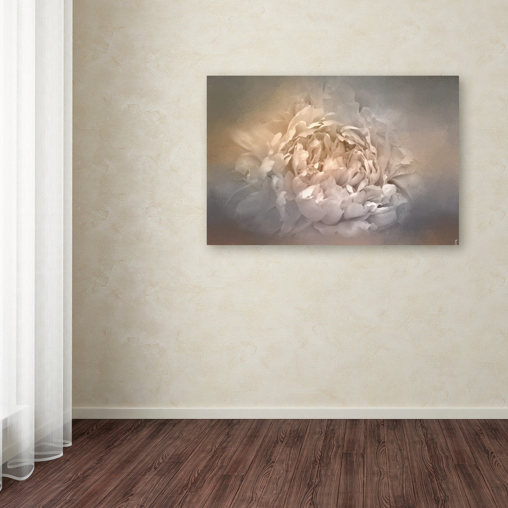 Jai Johnson 'Blushing Silver And Gold Peony' Canvas Art, 32 x 22