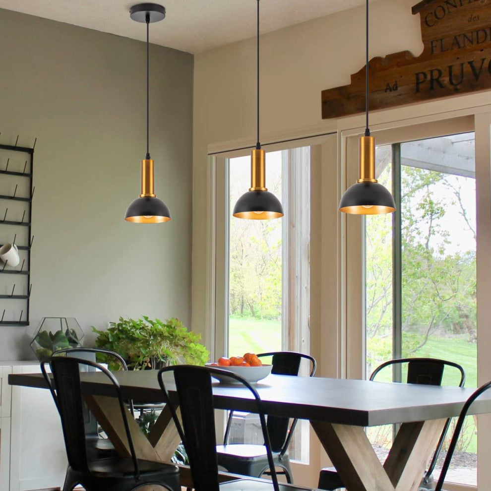 Vintage Industrial Pendant Light Black Gold Hanging Light