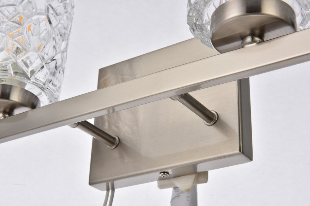 Conor 4-Light Bath Sconce, Satin Nickel With Clear Shade