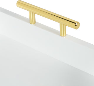 Lipton Hexagon Decorative Tray with Metal Handles, White, Gold