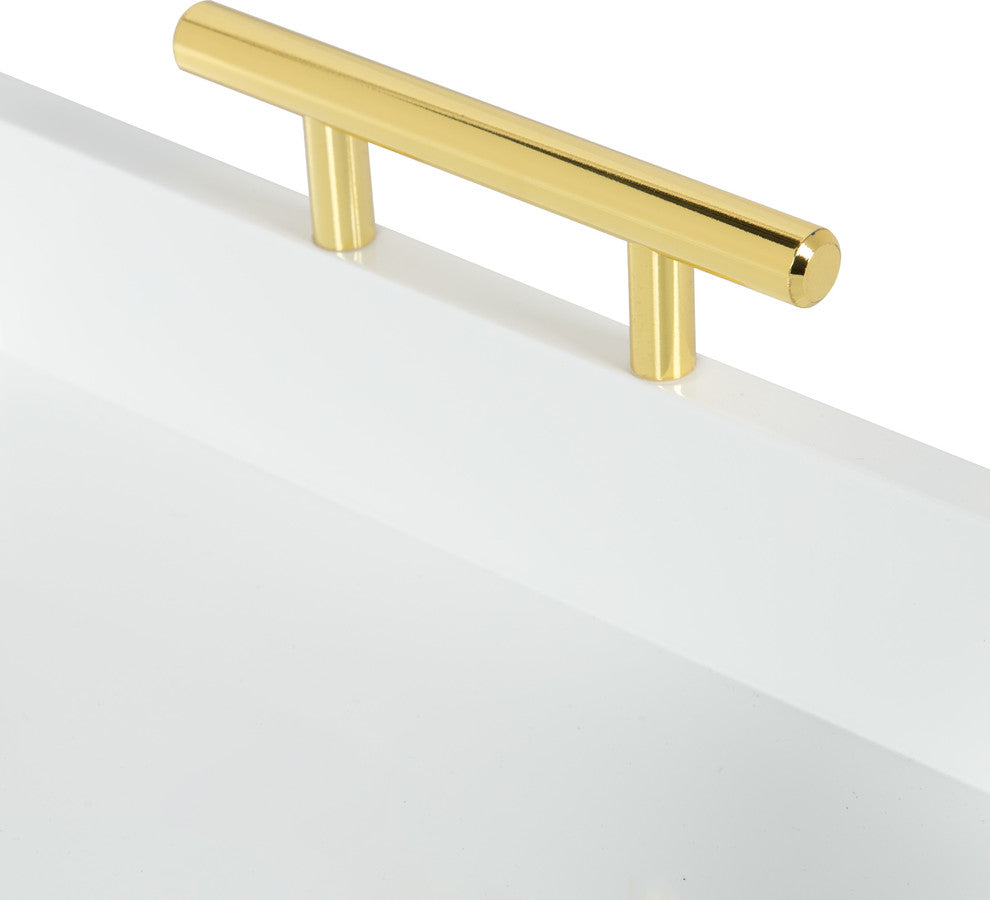 Lipton Hexagon Decorative Tray with Metal Handles, White, Gold