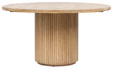 Charlotte 55" Round Fluted Wood Dining Table, Bleached Blonde