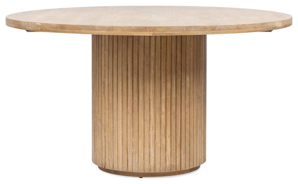 Charlotte 55" Round Fluted Wood Dining Table, Bleached Blonde