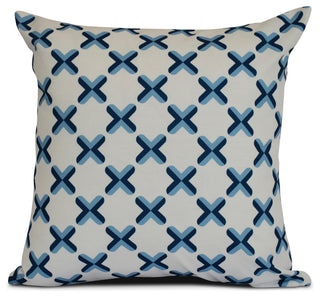 Light Blue Criss Cross, Geometric Print Pillow, 18"x18"