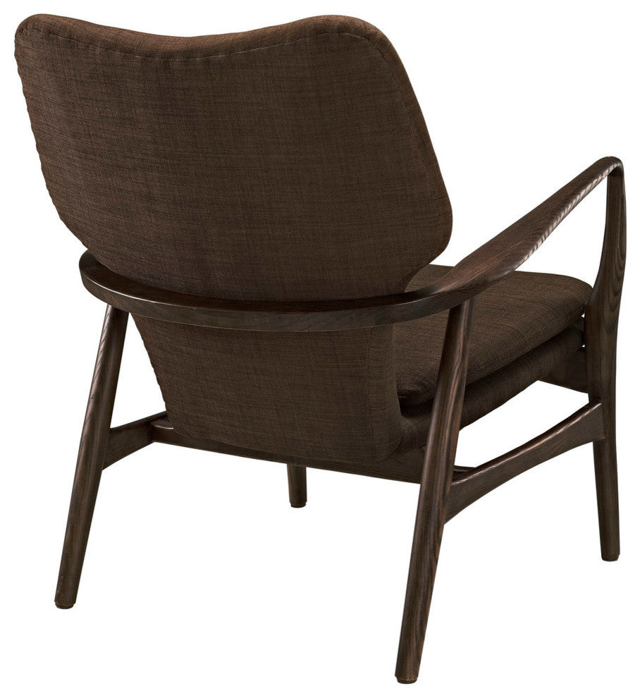 Modern Contemporary Lounge Chair, Brown Fabric