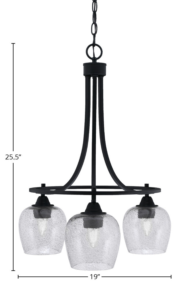 Paramount Downlight 3-Light Chandelier, Matte Black, 6" Smoke Bubble Glass