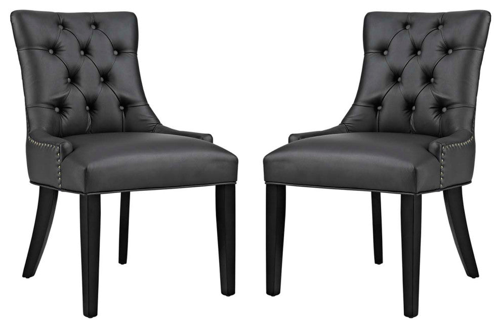 Regent Dining Side Chair Vinyl Set of 2, Black