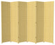 7' Tall Woven Fiber Room Divider, Dark Beige, 6 Panel