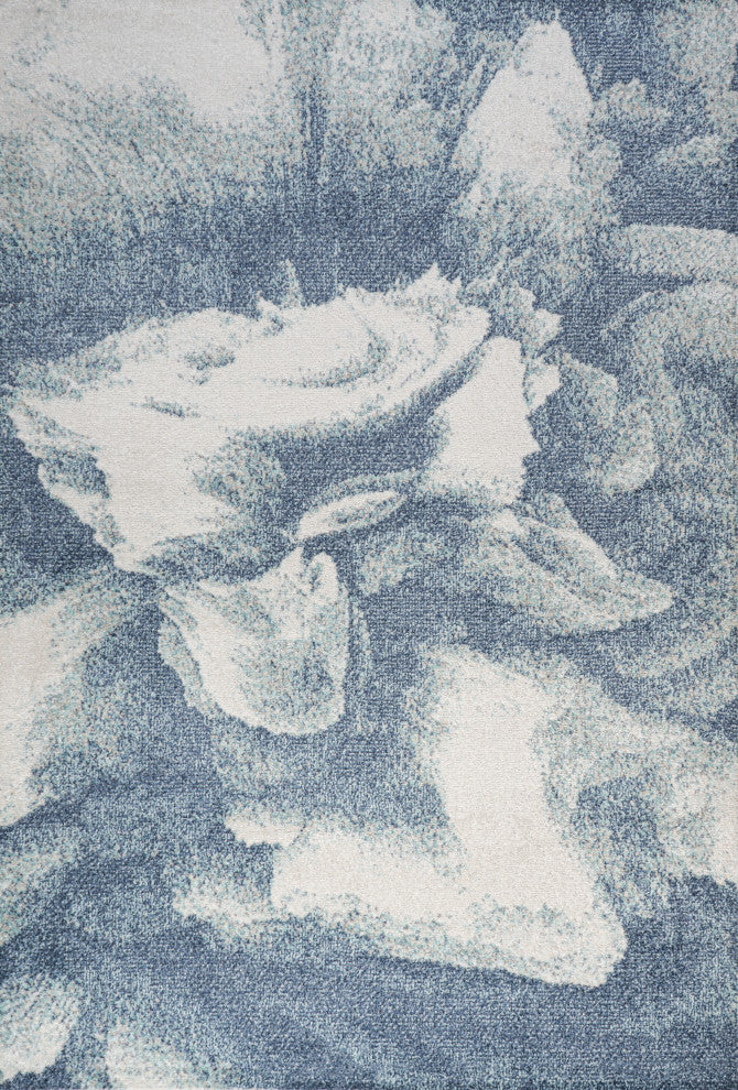 Petalo Abstract Two-Tone Modern Blue/Cream 8 ft. x 10 ft. Area Rug