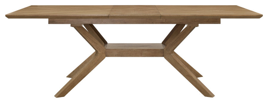Mid-Century Modern Wood Rectangular Extension Kitchen Dining Table, Brown