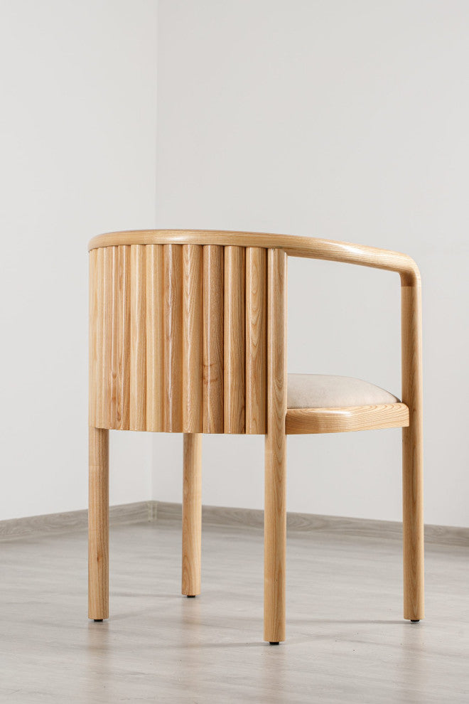 Alton Dining Chair, Ash Wood, Beige Material