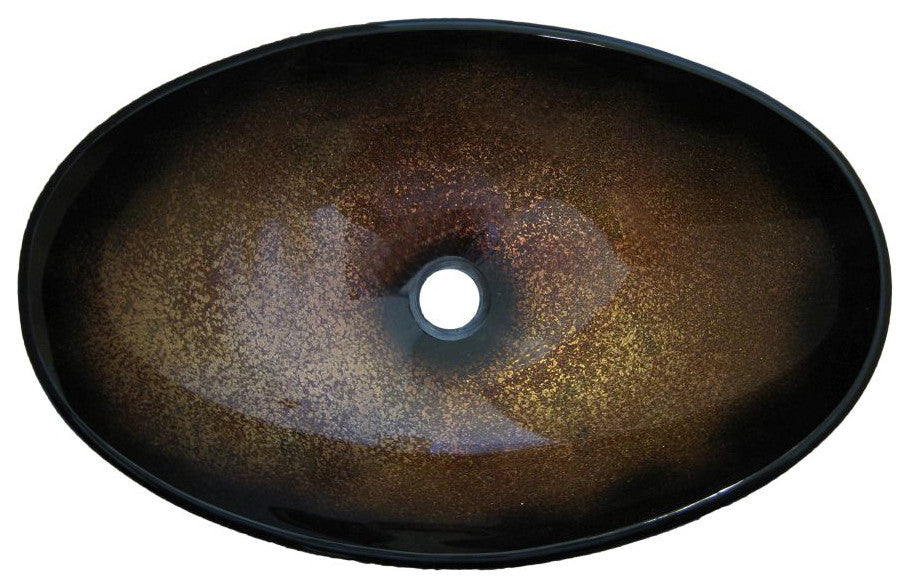 Novatto NOHP-G008-8031 Sanguinello Hand Painted Oval Glass Vessel Sink