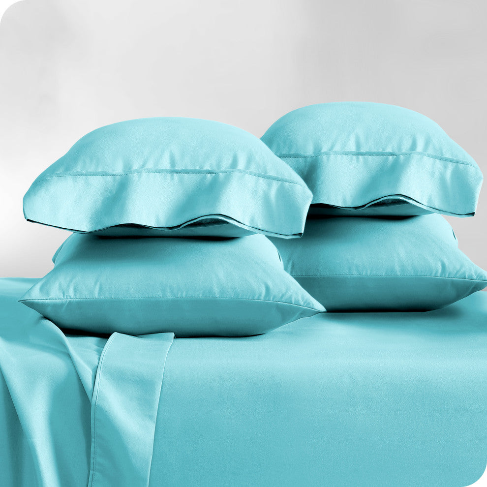 Bare Home Microfiber Pillowcases - Multi-Pack, Aqua, King, Set of 4