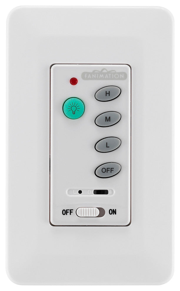 Three Speed Wall Control With Receiver Non-Reversing, Fan Speed and Light, White
