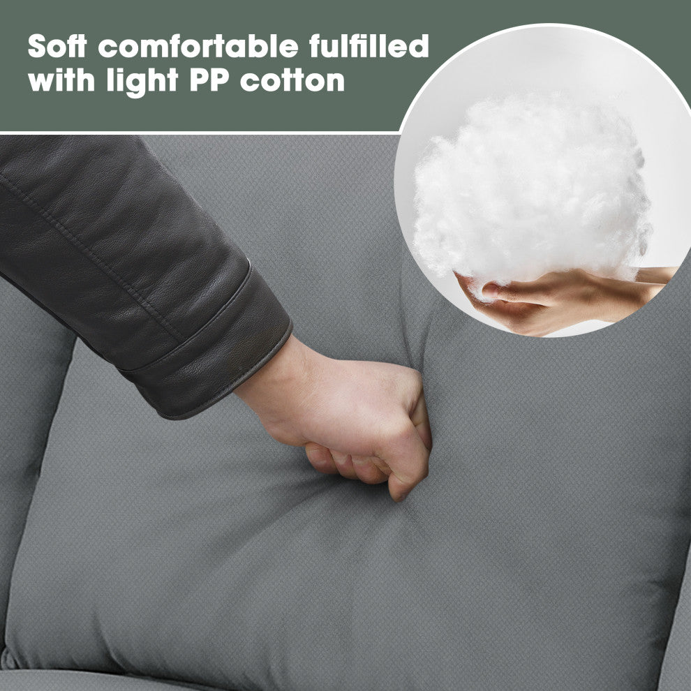 7-Seat Fabric Modular Sectional Sofa Couch Set with Ottoman and Pillows, Grey