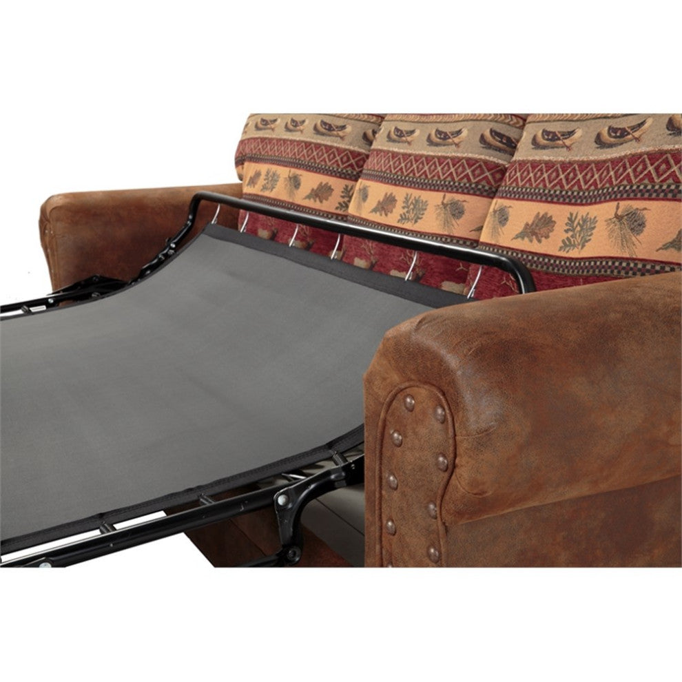 American Furniture Classics Sierra Lodge 88" Microfiber Sleeper Sofa in Brown