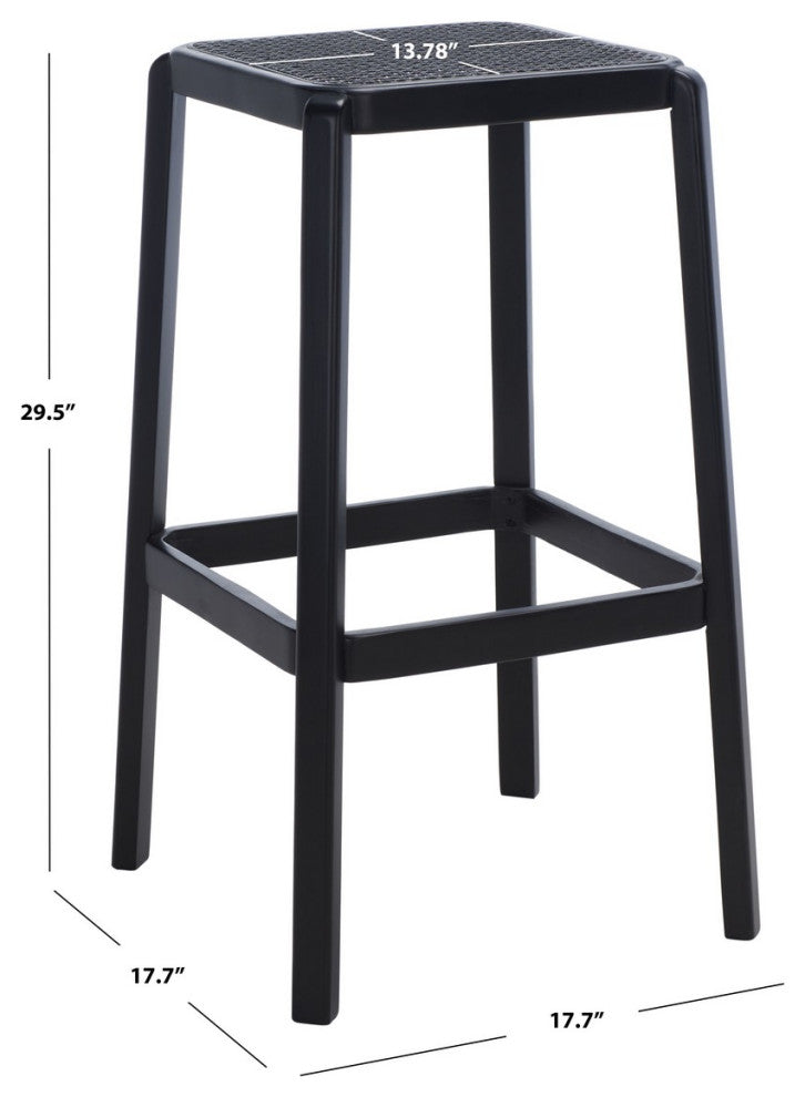 Safavieh Silus Backless Cane Bar Stool, Black