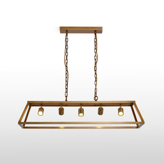 VidaLite Shura Cage, 5 Light Pendant, Brushed Brass