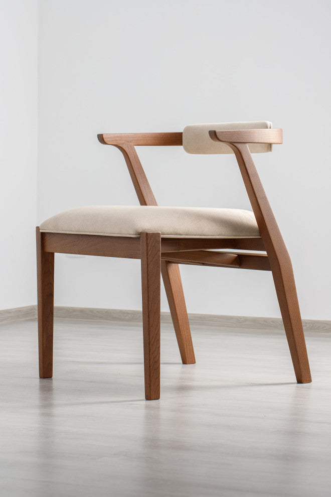 Ellis Dining Chair Brown With Beige Material