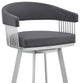 Chelsea 29" Slate Grey Faux Leather and Silver Metal Bar Stool