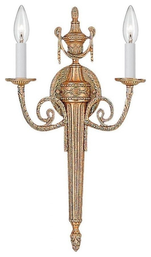 Crystorama 2 Light Matte Brass Cast Brass Wall Mount