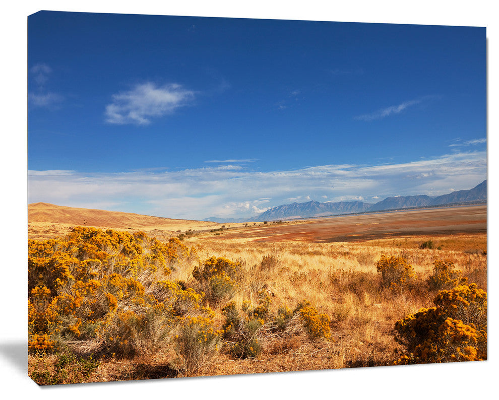 Expansive Prairie under Blue Sky, Landscape Canvas Art Print, 20"x12"