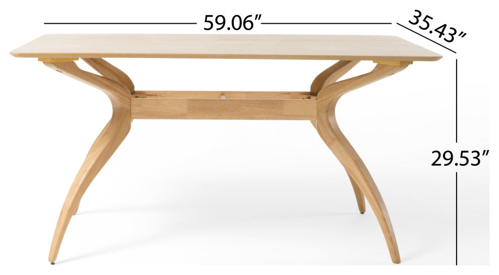 GDF Studio 5-Piece Nasseen Mid Century Wood Dining Set, Green Tea