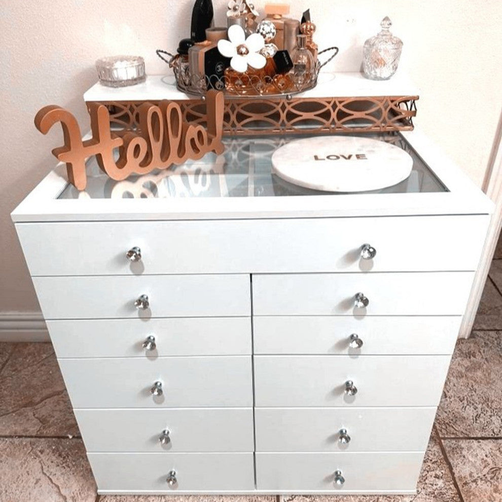 Slaystation Display Chest With Drawers, Bright White