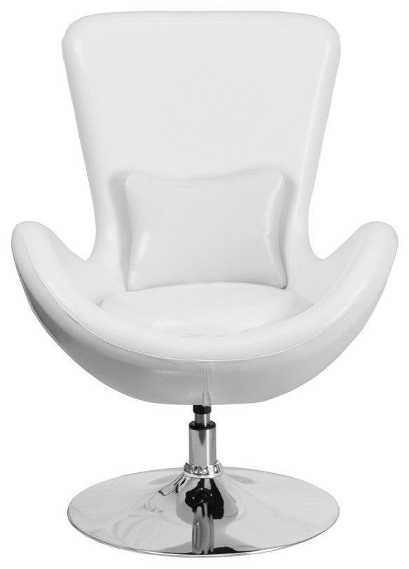 Egg Series White LeatherSoft Side Reception Chair