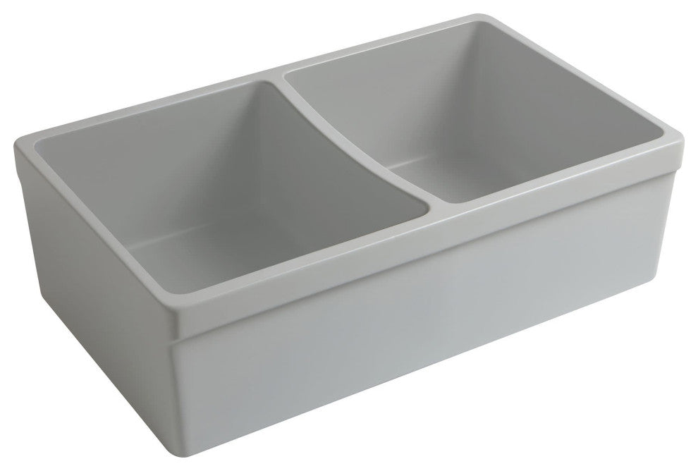 Whitehaus WHQDB332 Quatro Alcove 33" Farmhouse Double Basin - Matte Black