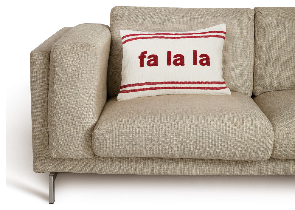 Stripe Boucle Fa La La Embroidered Pillow