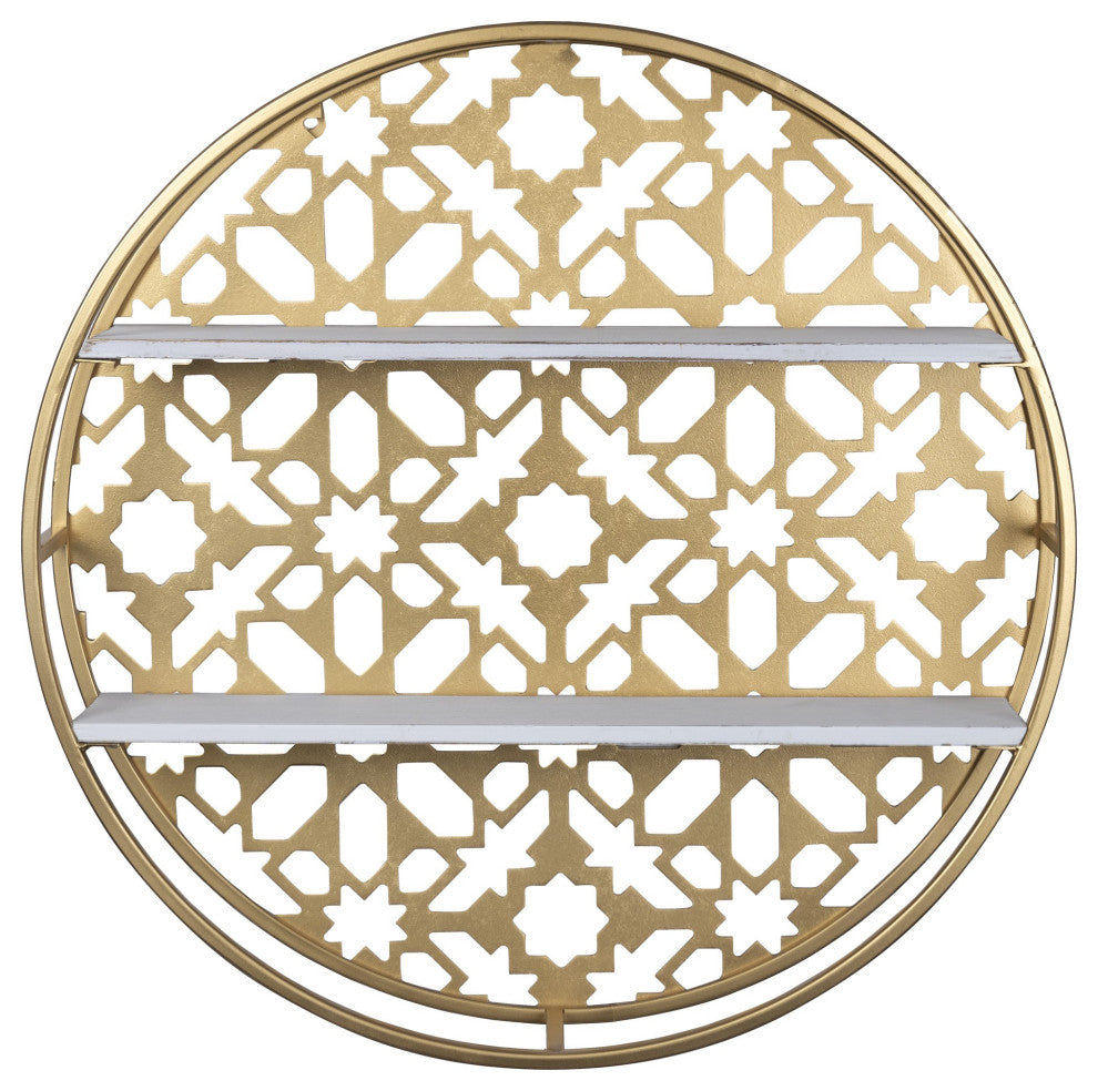Gold Metal Moraccan Design Wall Shelves