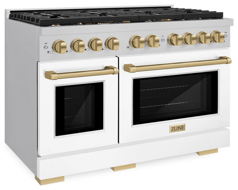 ZLINE 48" Gas Range, Stainless With White Matte SGRZ-WM-48-CB