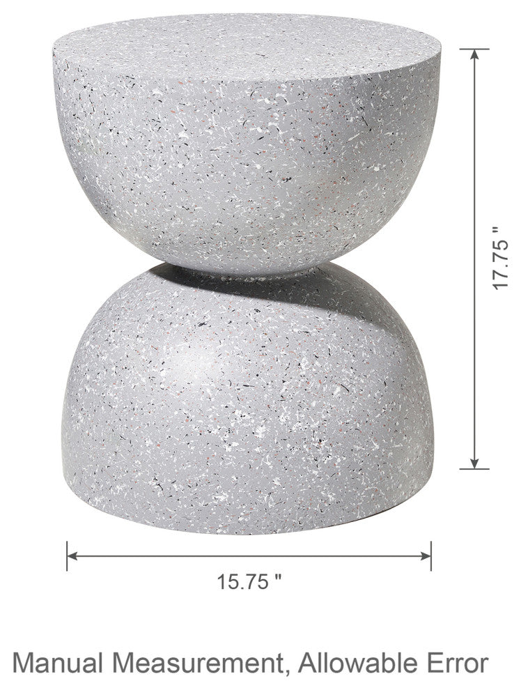 17.75'' Multi-Functional Mgo Sand Terrazzo Garden Stool, Gray