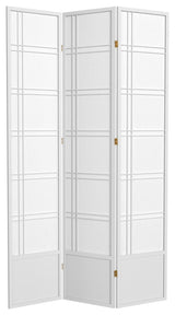 7' Tall Double Cross Shoji Screen, White, 3 Panels