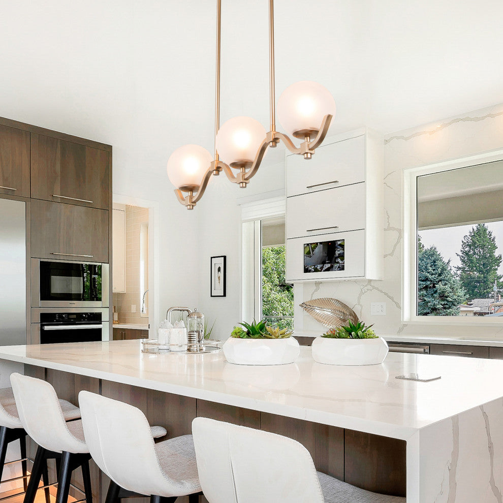 LALUZ 30-in Gold and Frosted Glass Modern Linear Kitchen Island Lighting