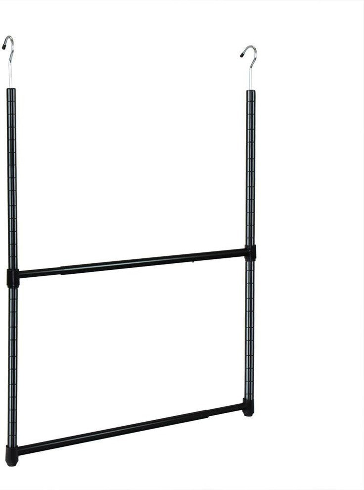 Adjustable Closet Hanger Rod, 2-Tier, Black