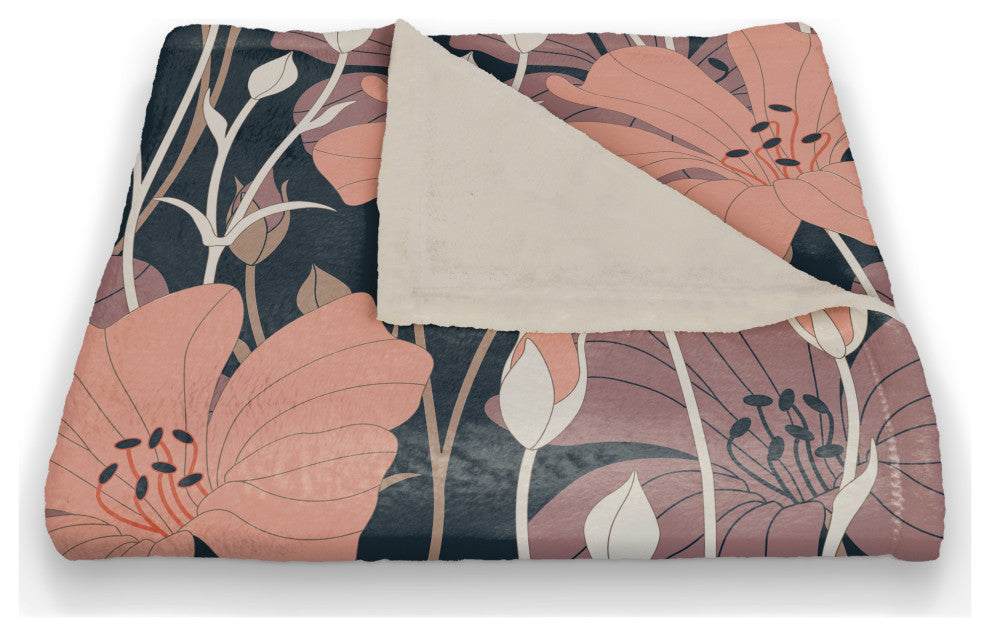 Growing Floral 50x60 Coral Fleece Blanket