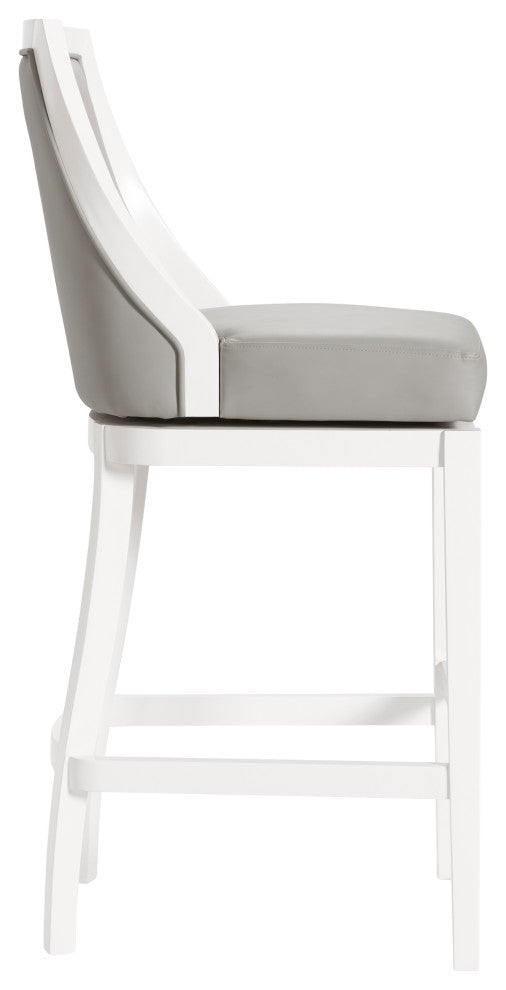 Ellie Bar Stool With Back, White, Bar Height