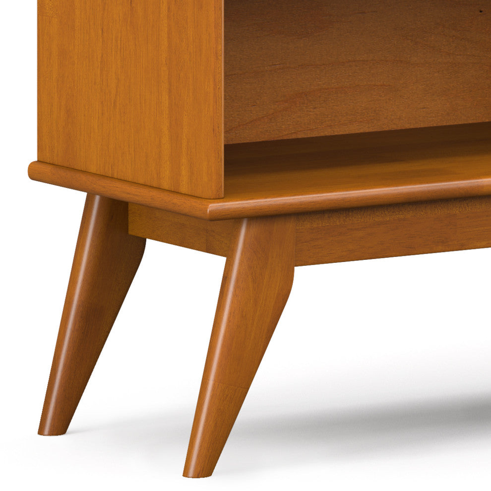 Draper SOLID HARDWOOD Mid Century Low Bookcase, Teak Brown