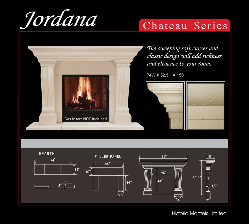Chateau Series Jordana Cast Stone Fireplace Mantel