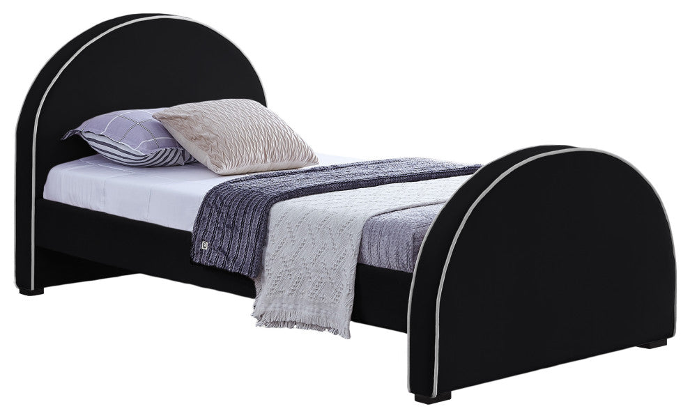 Brody Velvet Upholstered Bed, Black, Twin