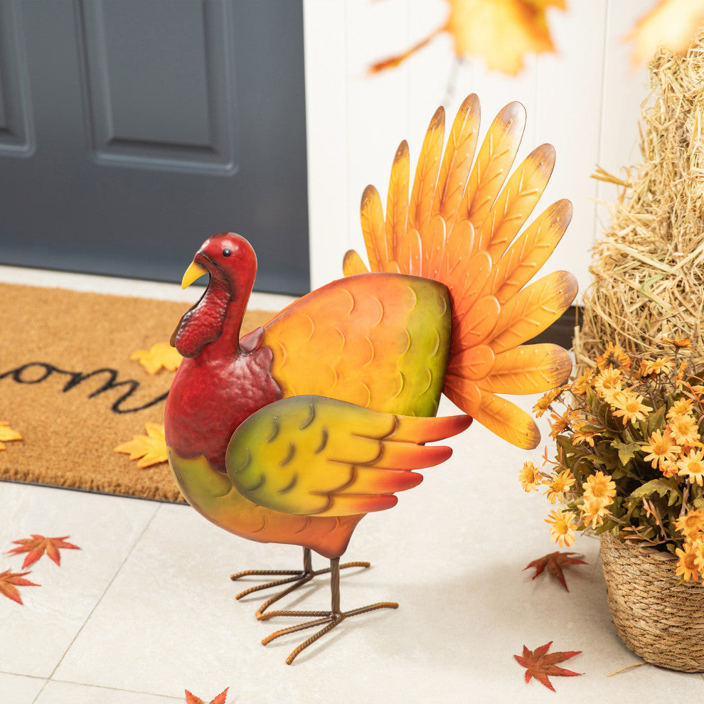 21.5"H Thanksgiving Metal Turkey Porch Decor