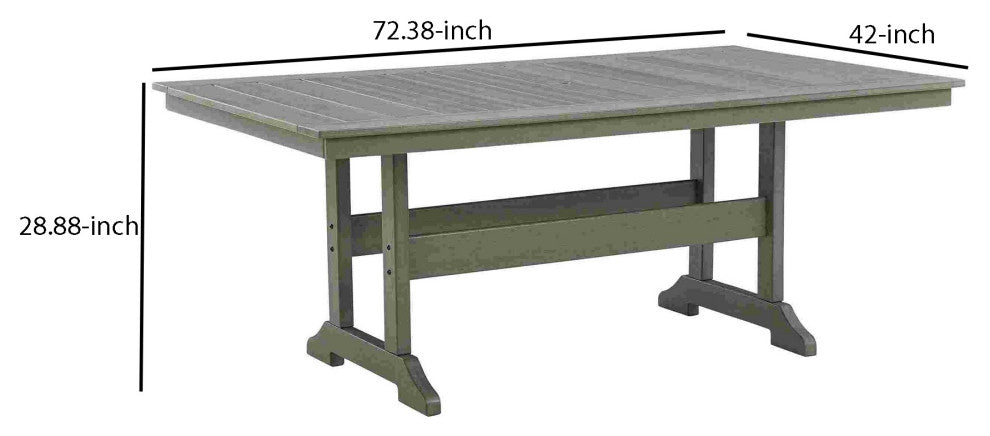 Benzara BM262990 Outdoor Dining Table With Slatted Top and Umbrella Hole, Gray
