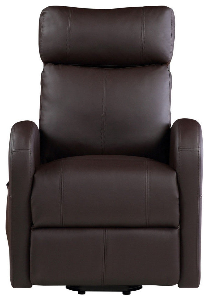Benzara BM251042 Power Lift Recliner Chair, Leather and Wired Controller, Brown