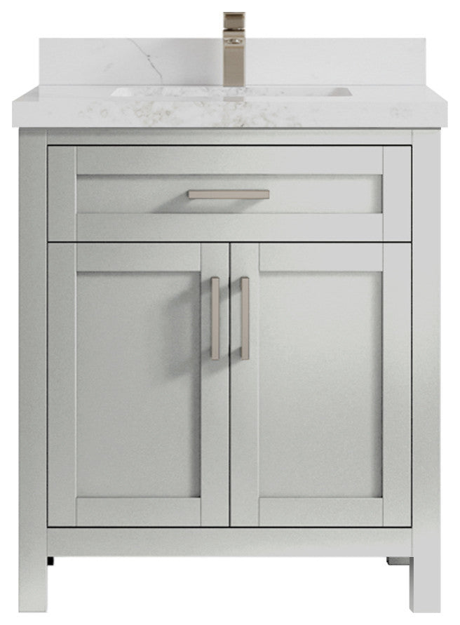 Cambridge 30 Single Sink Bath Vanity in Coventry Gray 2" Calacatta Nuvo