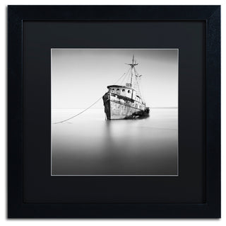 "Barco Hundido" Matted Framed Canvas Art by Moises Levy