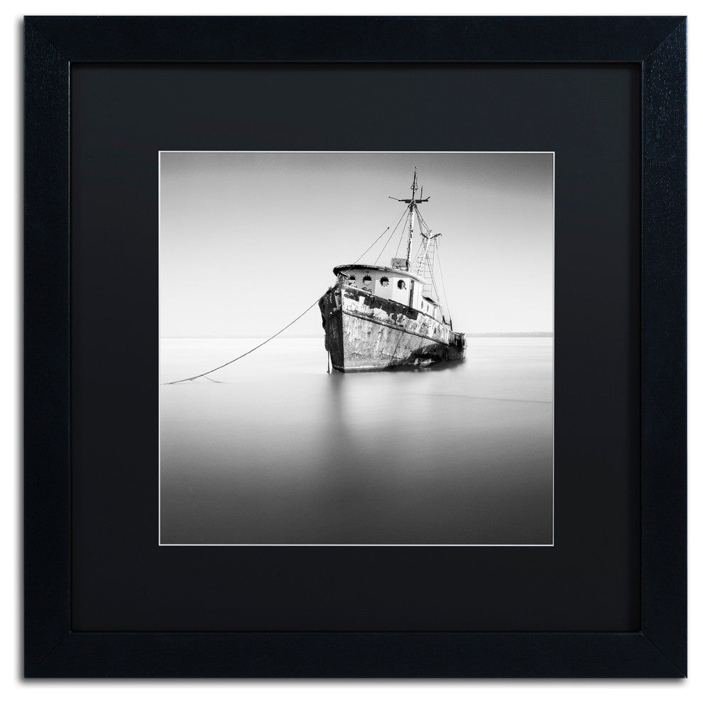 "Barco Hundido" Matted Framed Canvas Art by Moises Levy