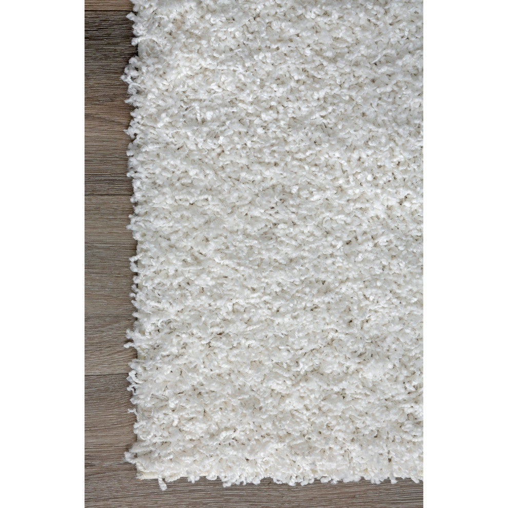 Nuloom Gwenyth Solid Shag Rug, White 2' 8" x 8'
