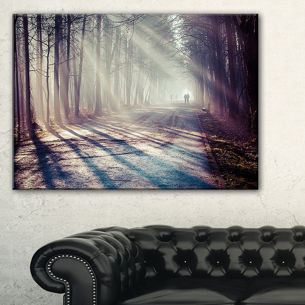 "Strong Sunbeams in Thick Forest" Landscape Photo Wall Art, 32"x16"